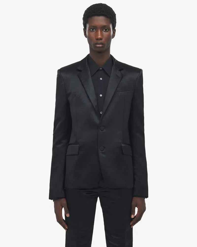 Alexander McQueen Einreihiges Jackett aus gehämmertem Satin - Item 838581QRACB1000 Schwarz