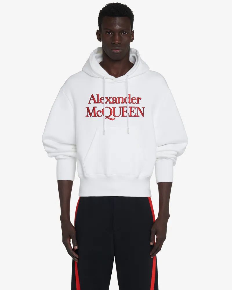 Alexander McQueen Kapuzensweatshirt mit Logostickerei Optic