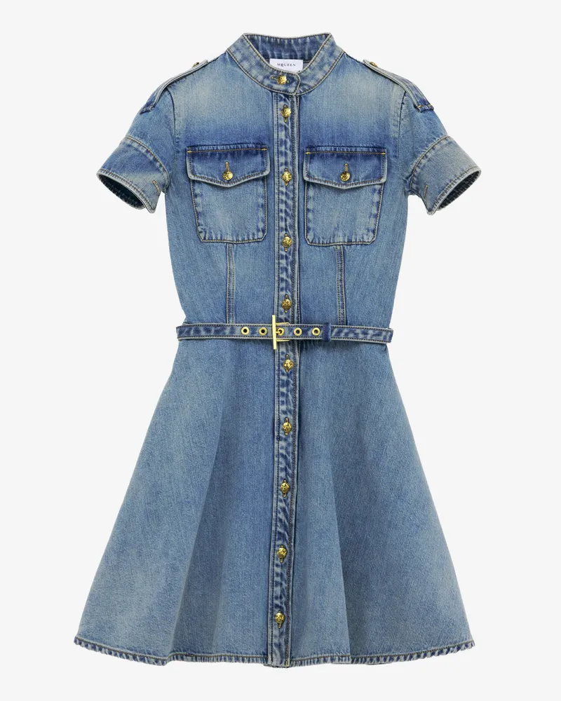 Alexander McQueen Minikleid aus Denim - Item 857116QMAD14383 Ausgewaschenes