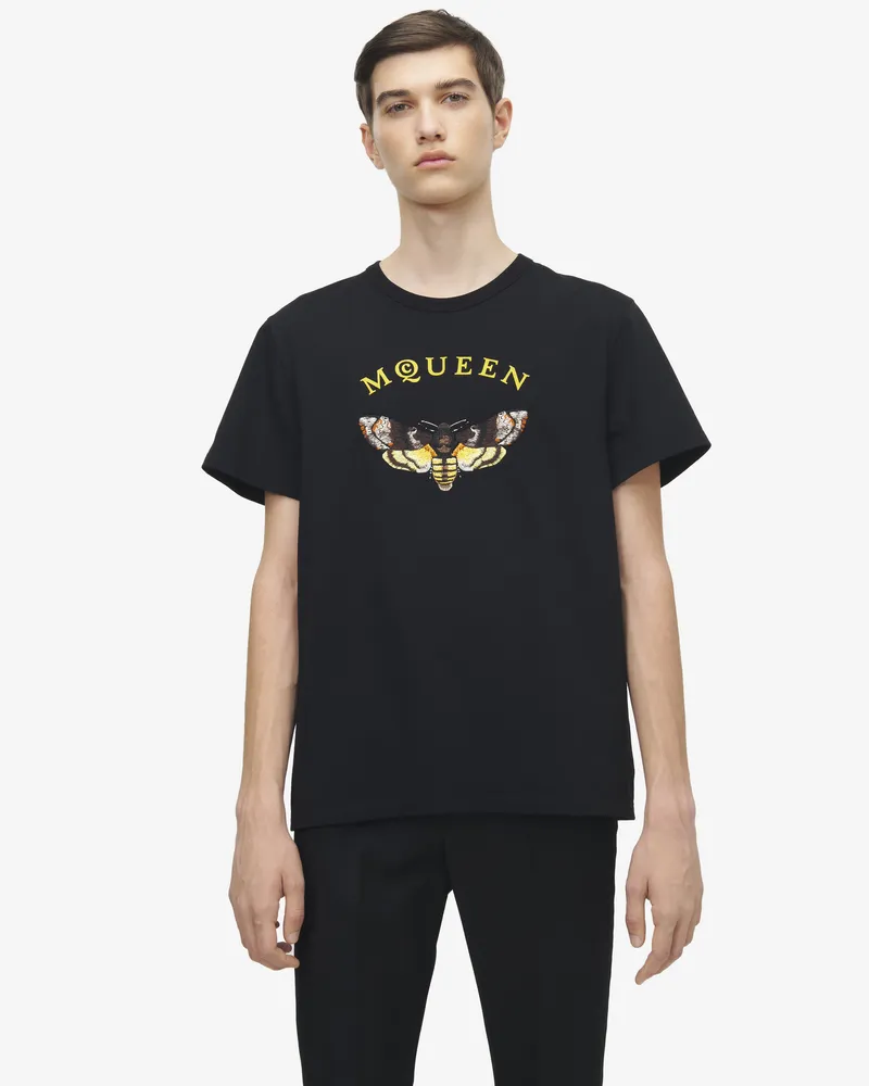 Alexander McQueen T-Shirt mit Mottenstickerei und Logo - Item 847753QTAEA0510 Schwarz
