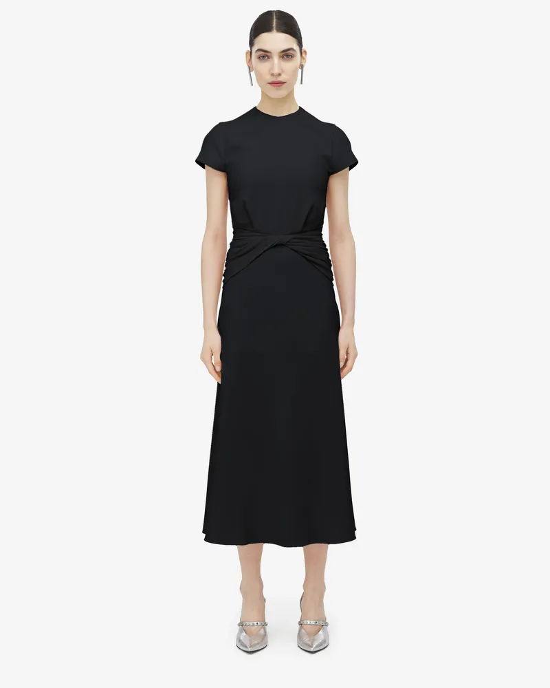 Alexander McQueen Midikleid mit Knotentaille - Item 839760QEAAA1000 Schwarz