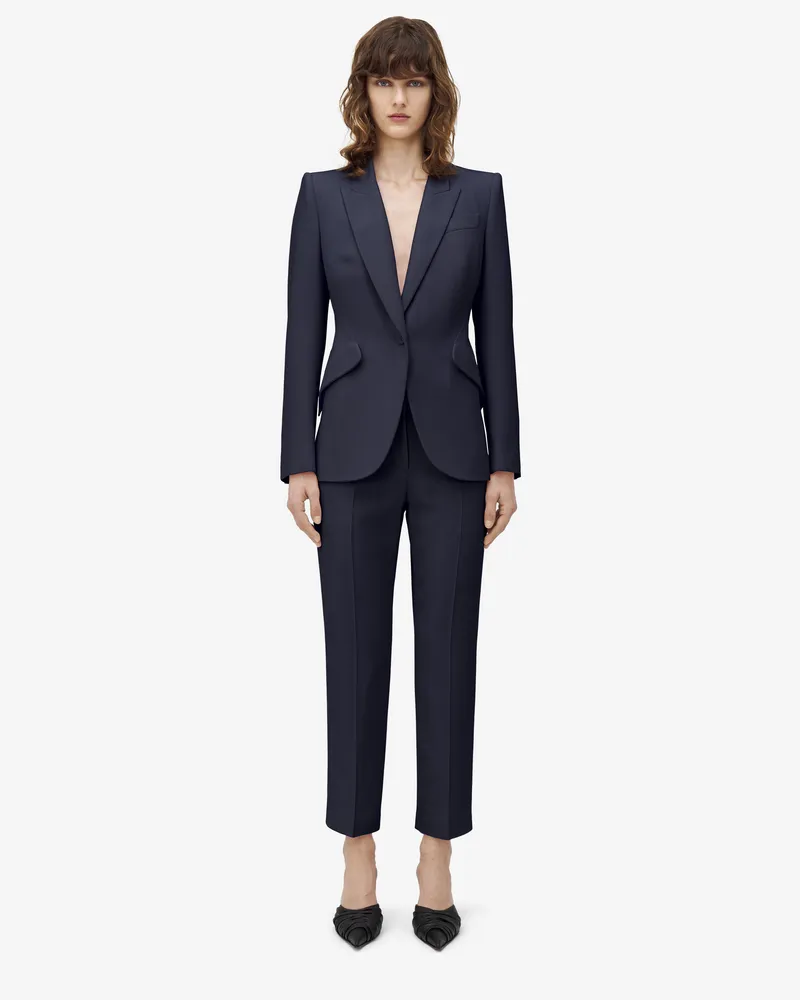Alexander McQueen Zigarettenhose aus Blatt-Crêpe - Item 830041QEAAA4012 Saphirblau