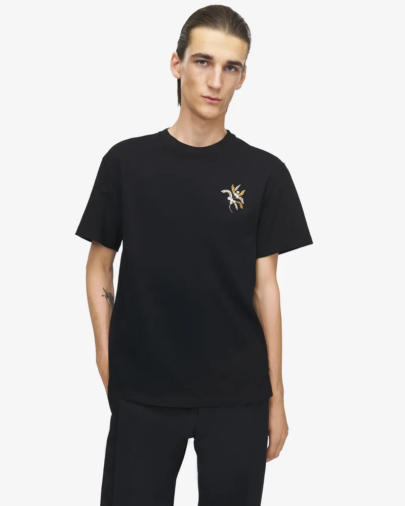 Alexander McQueen T-Shirt mit Mistelzweig-Stickerei - Item 851365QXACI1000 Schwarz