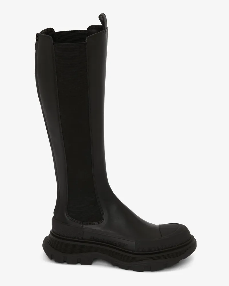 Alexander McQueen Kniehohe Tread Slick Boots Schwarz