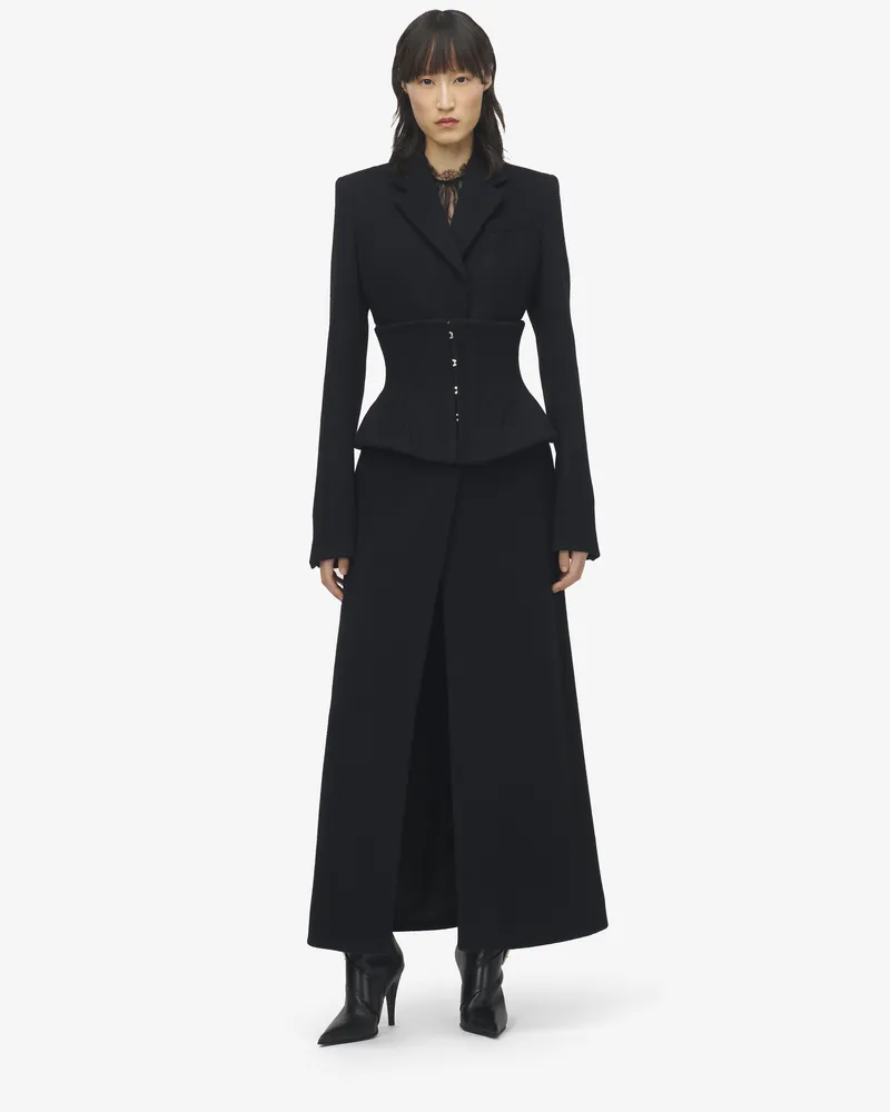Alexander McQueen Langer Mantel aus Wolle und Kaschmir - Item 842792QKABR1000 Schwarz