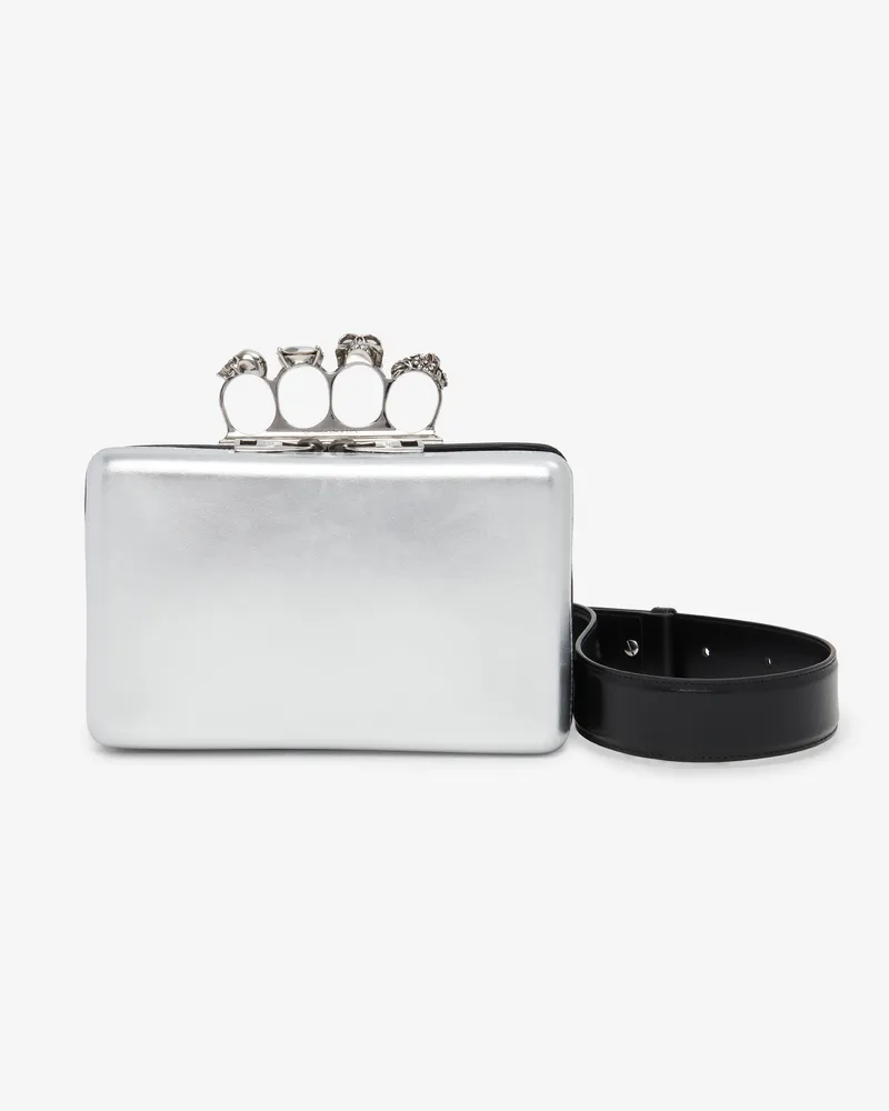 Alexander McQueen Die Knuckle Twisted Clutch Silber