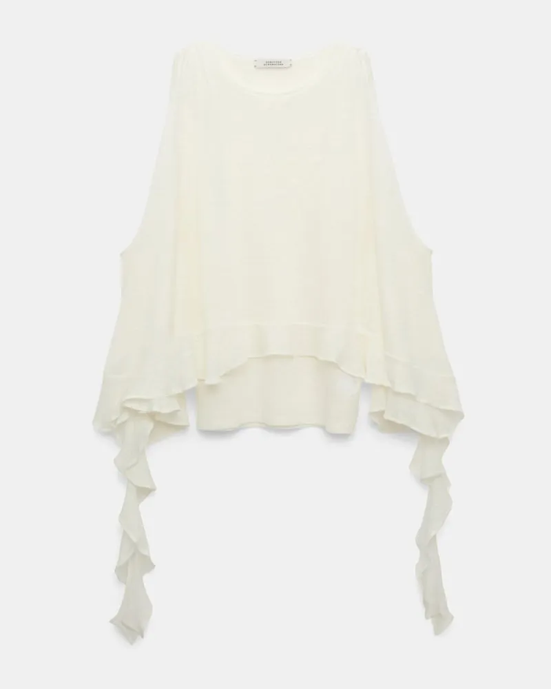 Dorothee Schumacher Top aus Hanf mit Volants Weiß
