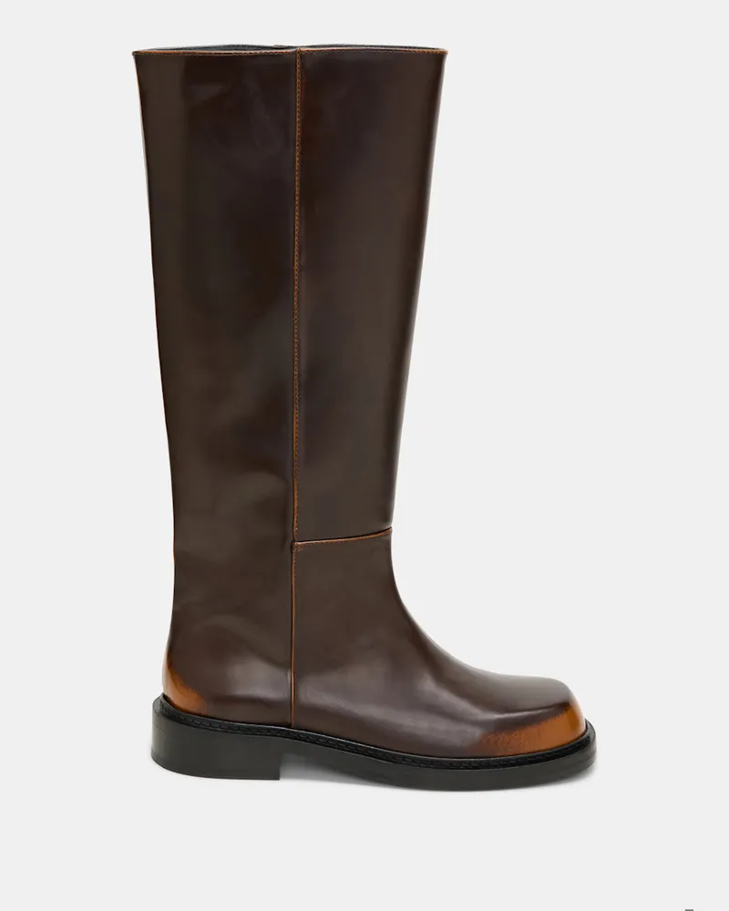 Dorothee Schumacher Bikerstiefel aus gebürstetem Leder Braun