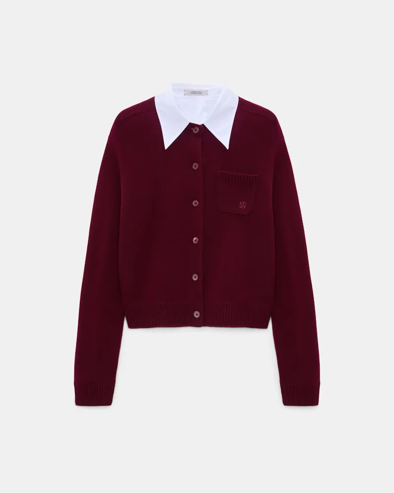 Dorothee Schumacher Fluffy Cardigan mit Hemdkragen Rot