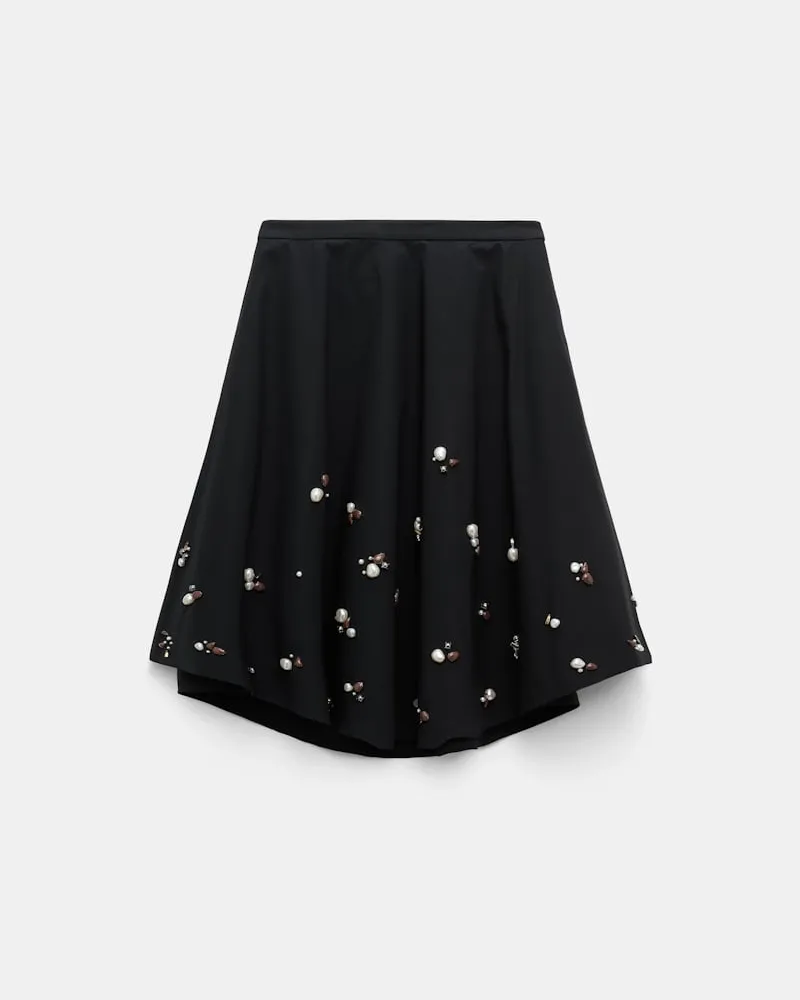 Dorothee Schumacher Von Hand bestickter Tellerrock Schwarz