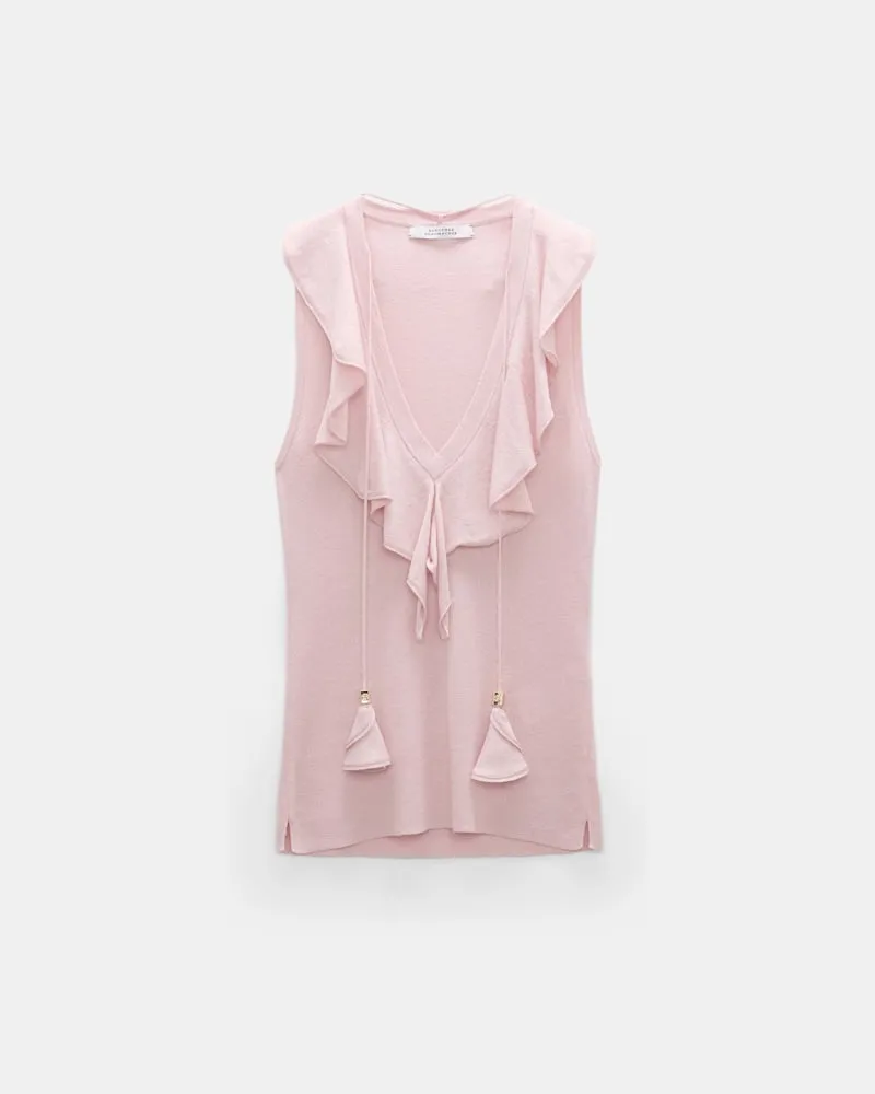 Dorothee Schumacher Ärmelloses Strickoberteil mit Spitzenfront Rosa