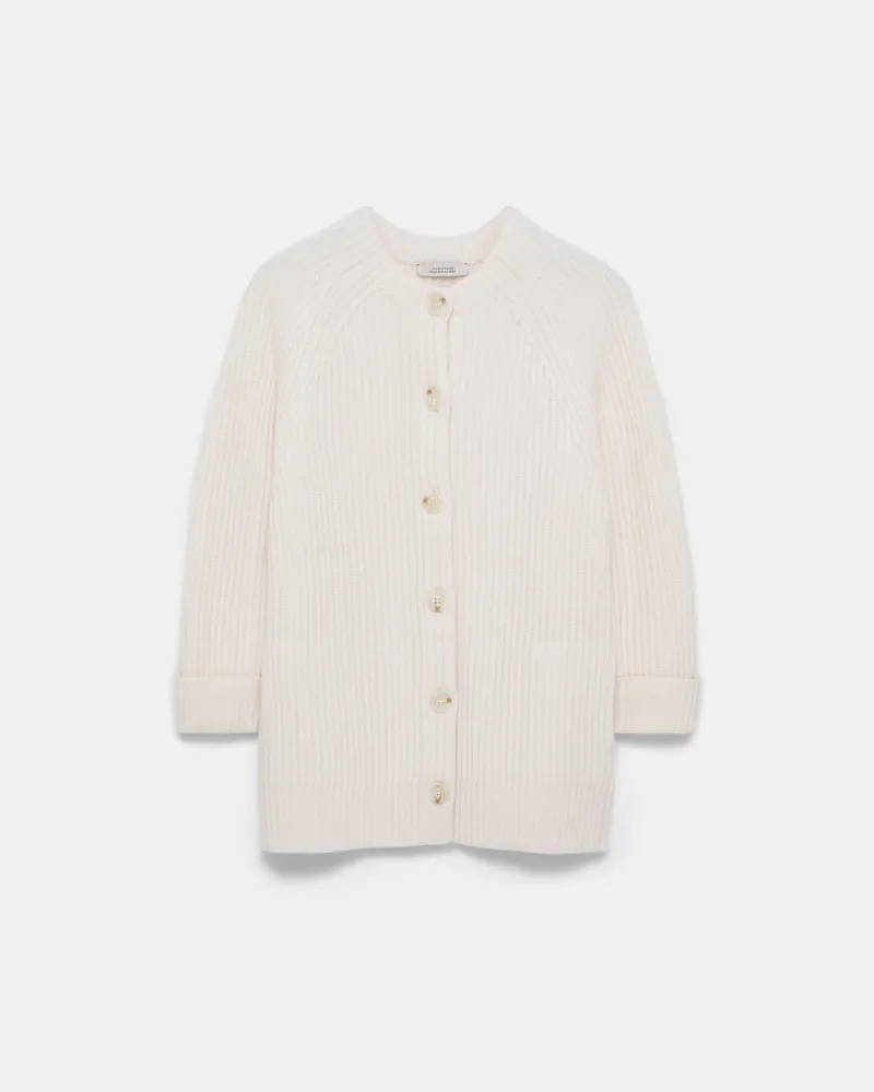 Dorothee Schumacher Gerippter Cardigan aus Merino und Kaschmir Weiß