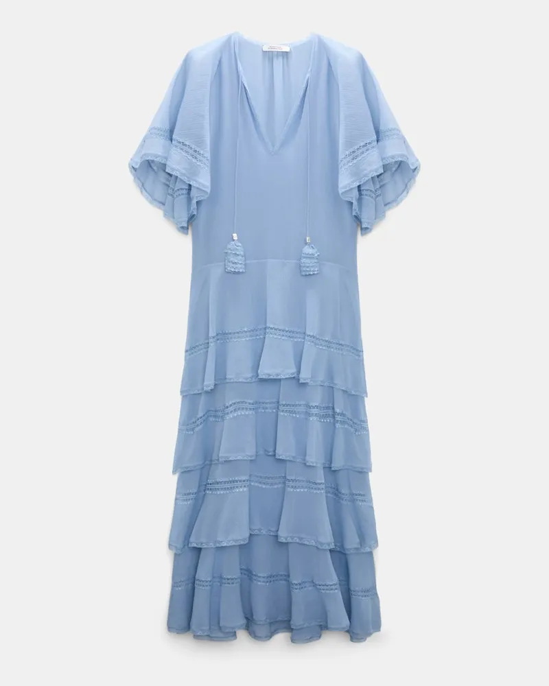 Dorothee Schumacher Lagenkleid aus crinkled Baumwoll-Seiden-Georgette Blau
