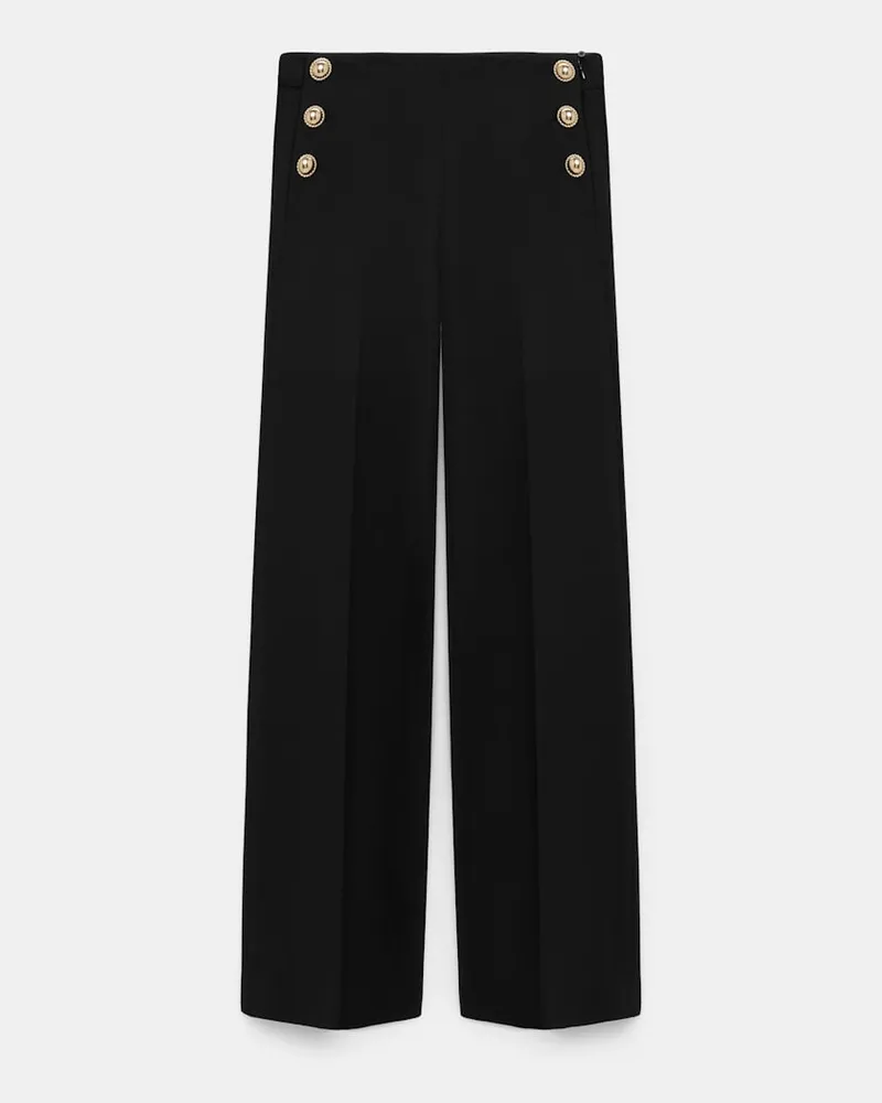 Dorothee Schumacher Hose aus Punto Milano mit goldenen Knöpfen Schwarz