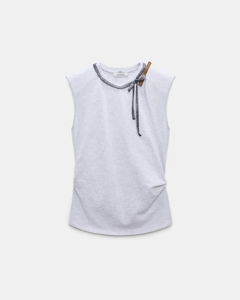 Dorothee Schumacher T-Shirt mit Grobstrickkragen aus Baumwolle Grau