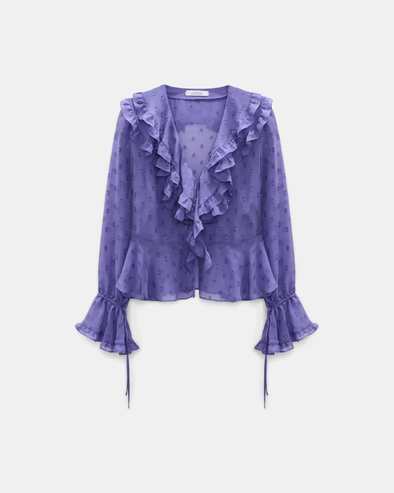 Dorothee Schumacher Volantbluse aus Seiden-Crêpe-Chiffon Violett