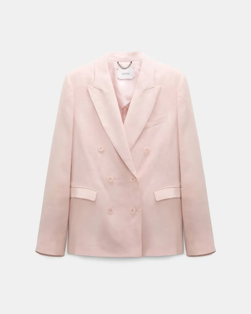 Dorothee Schumacher Zweireihiger Blazer aus Leinen-Baumwolle Rosa