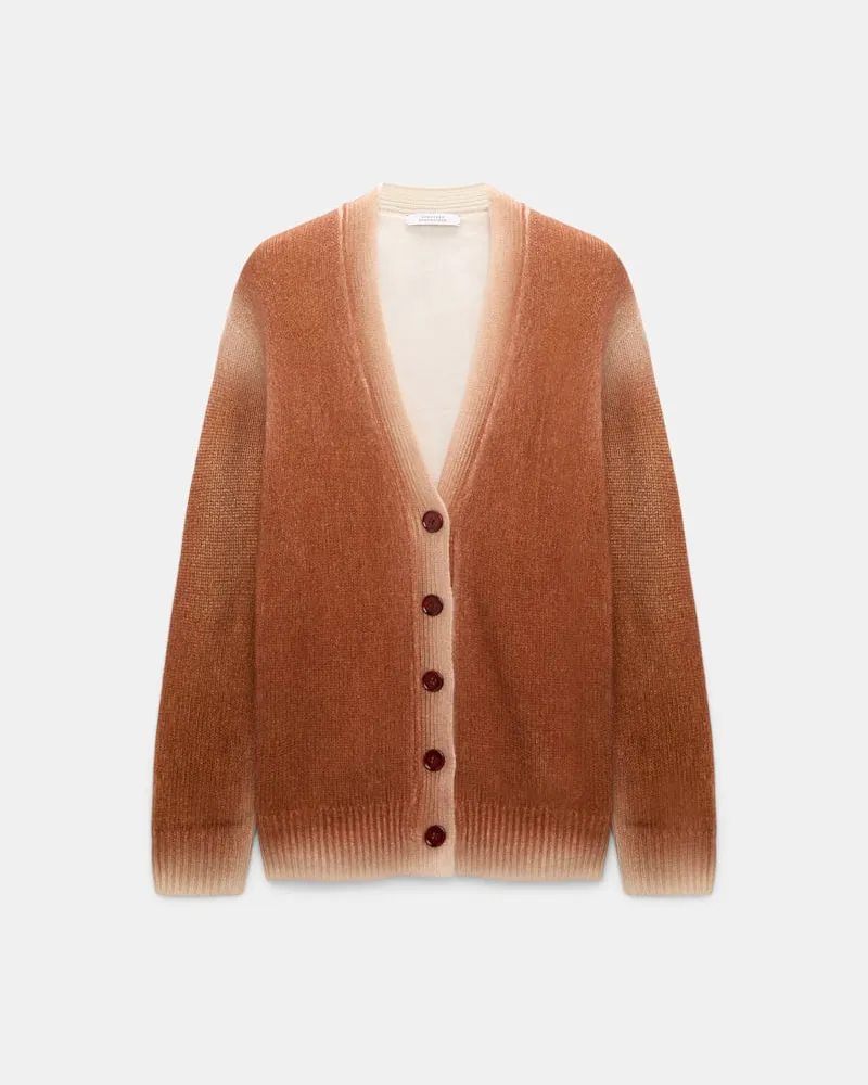 Dorothee Schumacher Cardigan mit Poppy-Motiv auf dem Rücken aus Merino und Kaschmir Braun