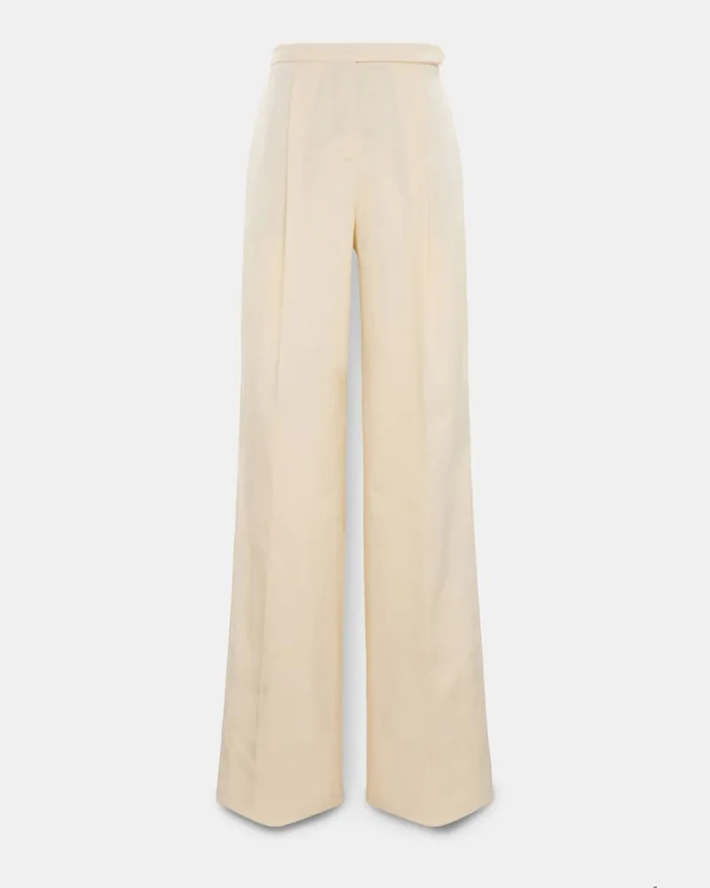 Dorothee Schumacher Hose mit weitem Bein aus Leinen und Baumwolle Beige