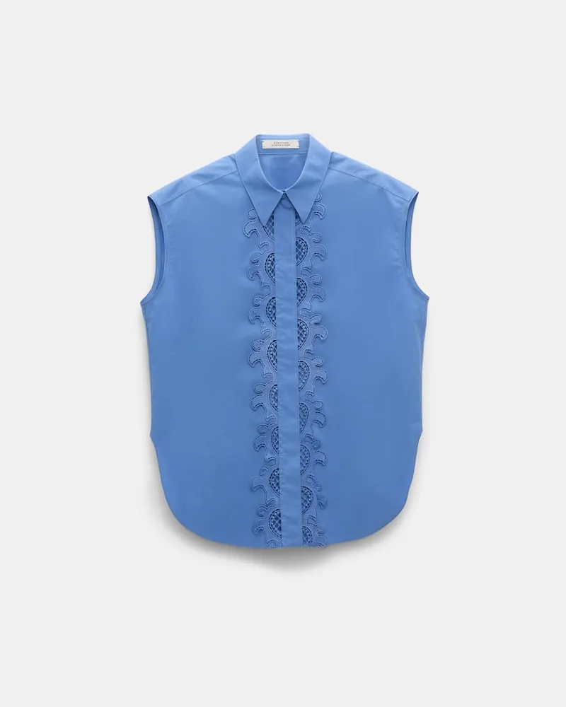 Dorothee Schumacher Ärmellose Bluse mit Spitzendetail Blau