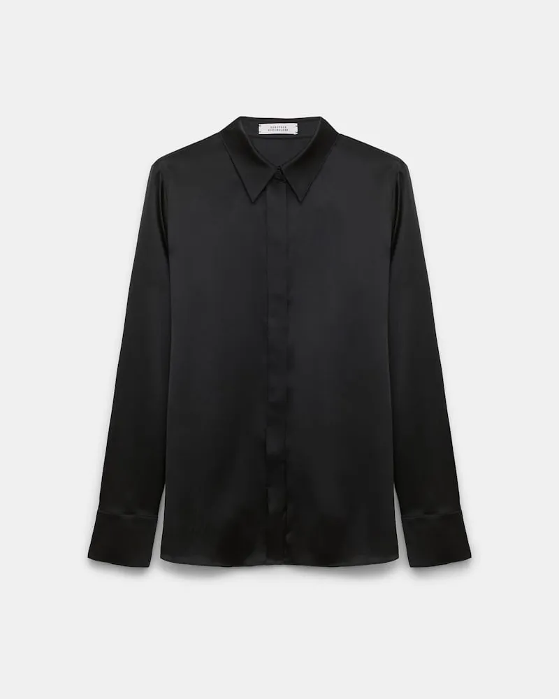Dorothee Schumacher Bluse aus Seiden-Stretch Satin Schwarz
