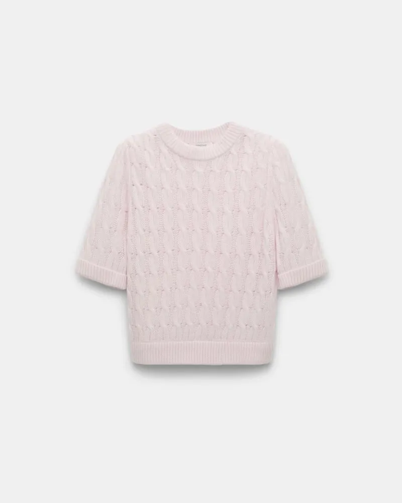 Dorothee Schumacher Rundhalspullover mit Zopfmuster und halbem Arm Rosa