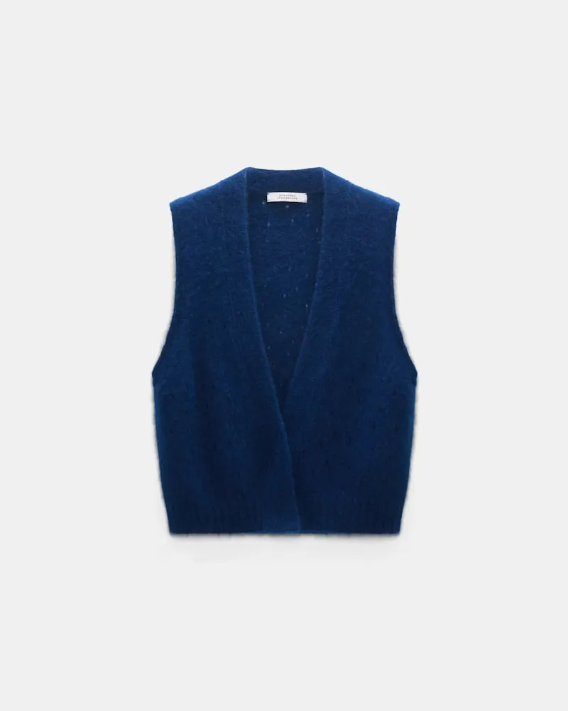 Dorothee Schumacher Gilet im Pointelle-Allover aus Kaschmir Blau