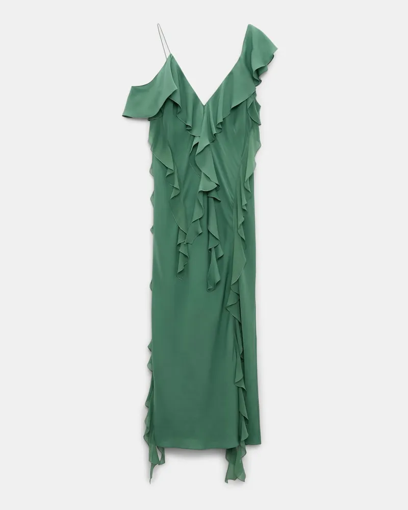 Dorothee Schumacher Slip-Dress mit Volants Grün