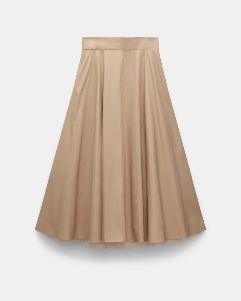 Dorothee Schumacher Rock aus leichter Baumwolle mit Tüll-Unterrock Beige