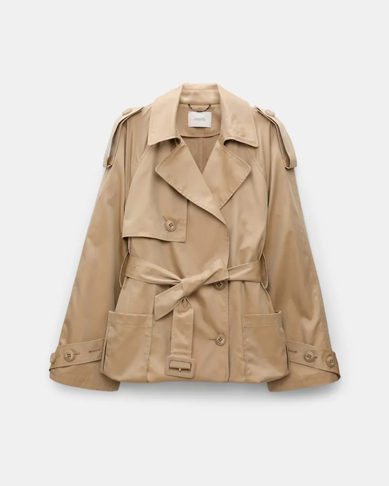 Dorothee Schumacher Zweireihiger Trenchcoat mit variabler Länge Beige