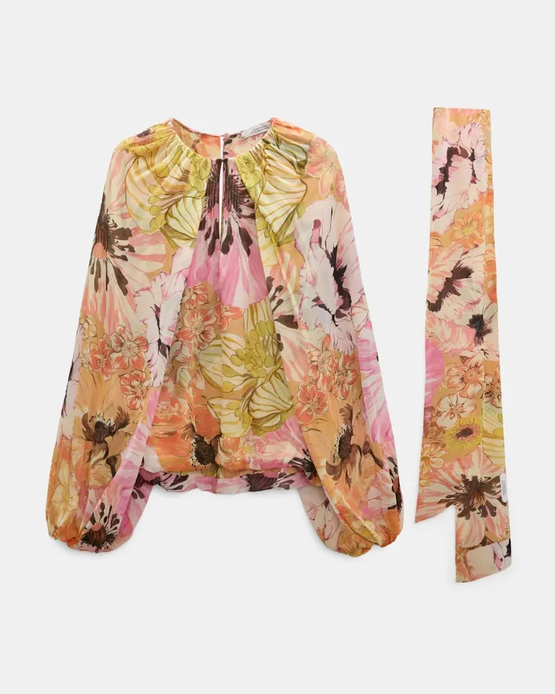 Dorothee Schumacher Set aus Bluse und Schal mit Signature Print aus Viskose-Georgette Multi