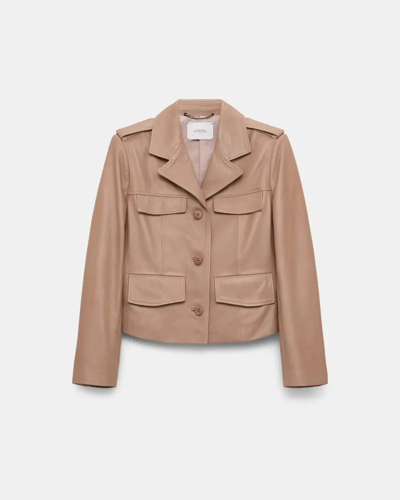 Dorothee Schumacher Verkürzter Blazer aus Lammleder Braun