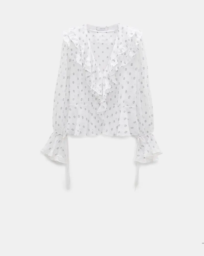 Dorothee Schumacher Volantbluse aus Seiden-Crêpe-Chiffon Weiß