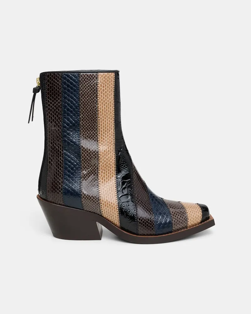 Dorothee Schumacher Gestreifte Western Boots im Patchwork-Look Beige