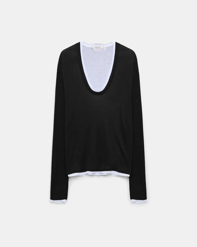 Dorothee Schumacher Langarmshirt mit zwei Layers Schwarz