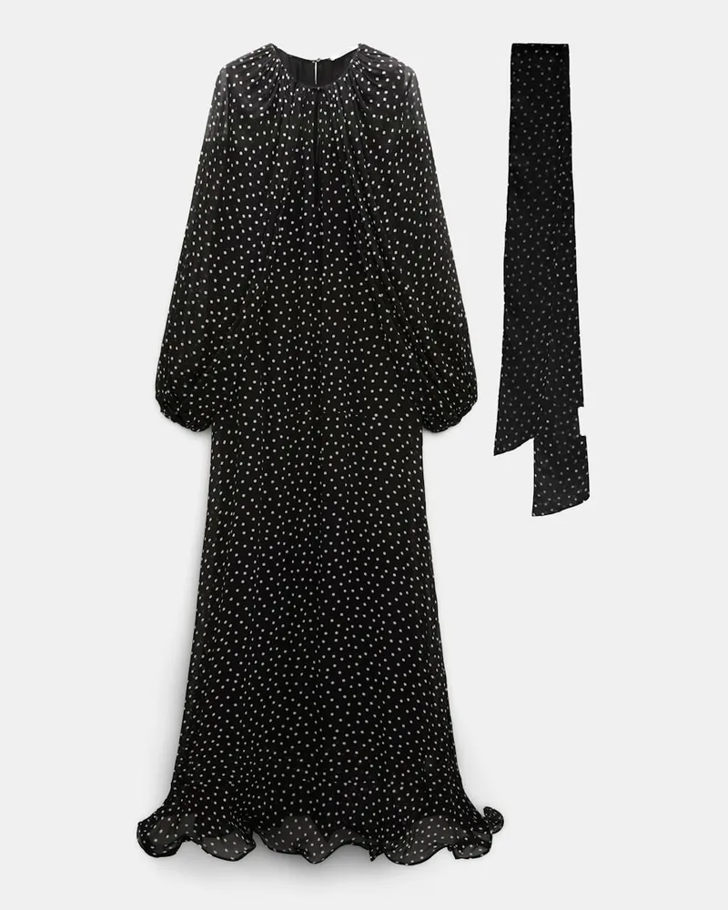 Dorothee Schumacher Bodenlanges Kleid aus Viskose-Georgette mit separatem Schal Schwarz
