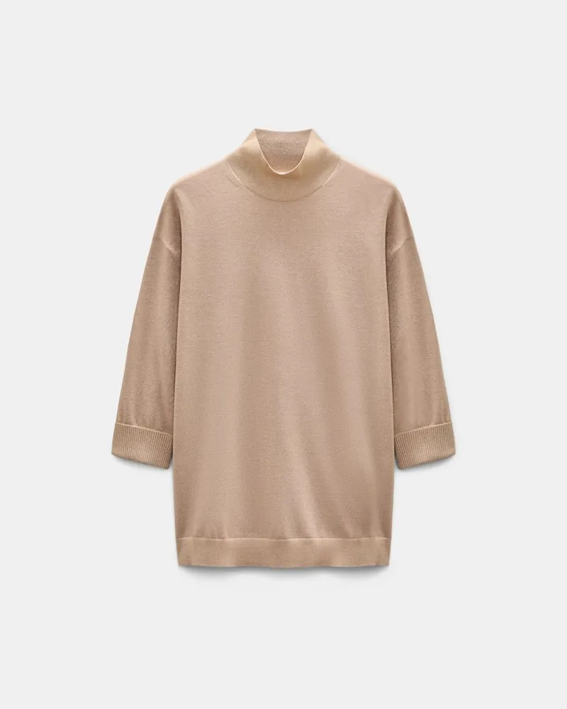Dorothee Schumacher Rollkragenpullover aus Lurex-Merino-Mix Beige