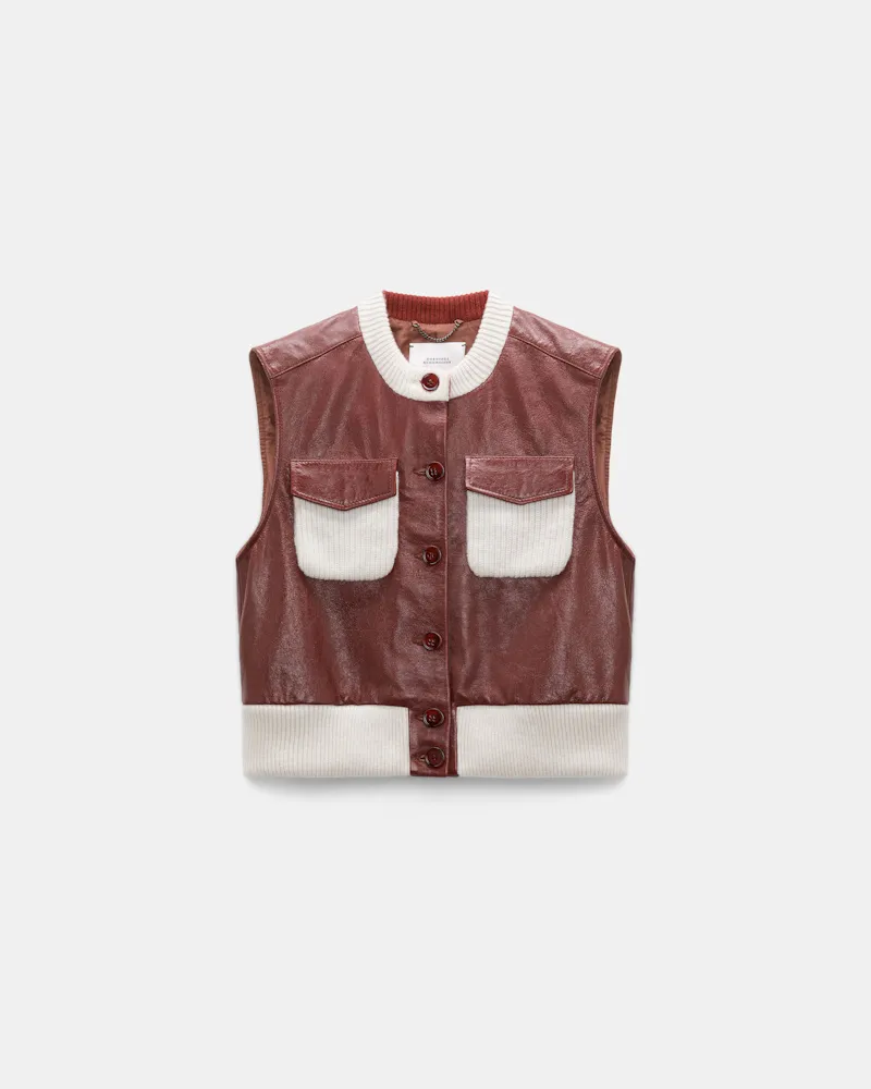 Dorothee Schumacher Leder- und Strickweste Braun
