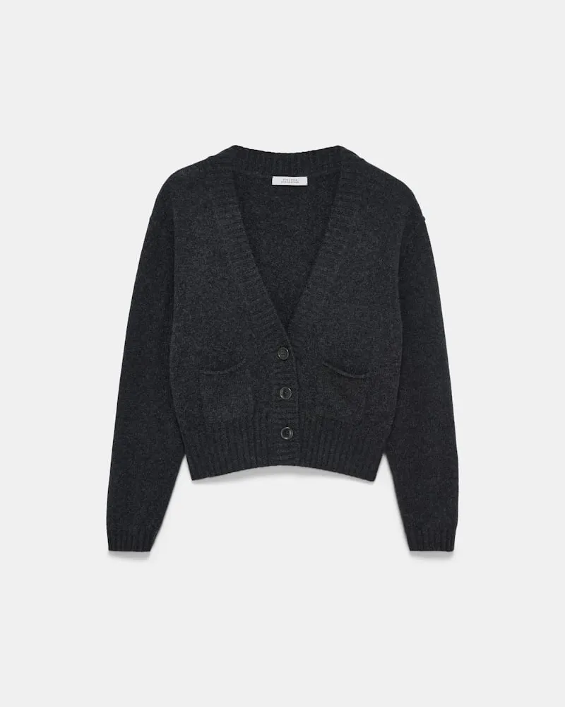Dorothee Schumacher Cardigan mit V-Ausschnitt aus Merino und Kaschmir Grau