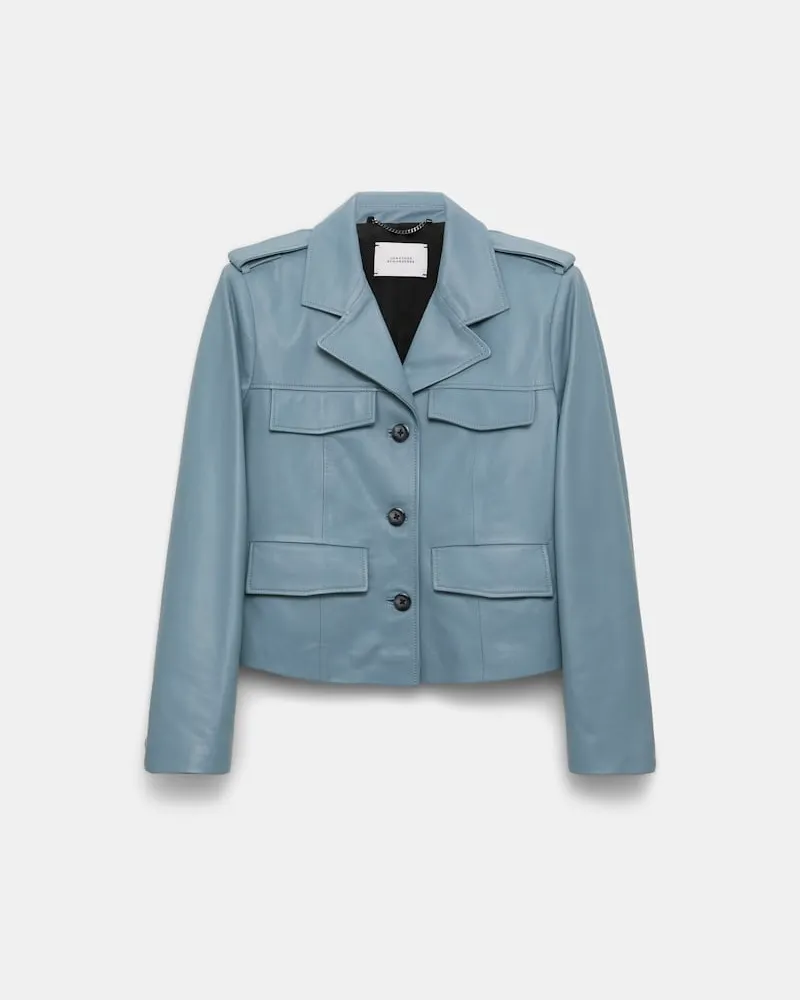 Dorothee Schumacher Verkürzter Blazer aus Lammleder Blau