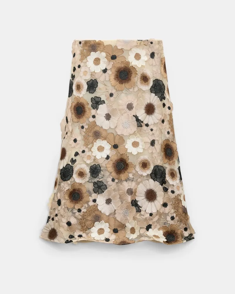 Dorothee Schumacher Midi-Rock mit dreidimensionaler Blumenstickerei Multi