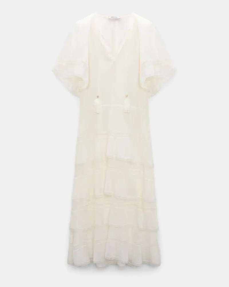Dorothee Schumacher Lagenkleid aus crinkled Baumwoll-Seiden-Georgette Weiß