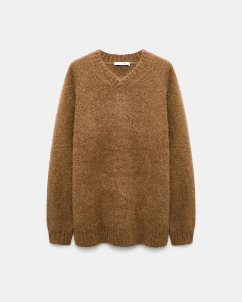 Dorothee Schumacher Pullover mit V-Ausschnitt aus Merino und Kaschmir Braun