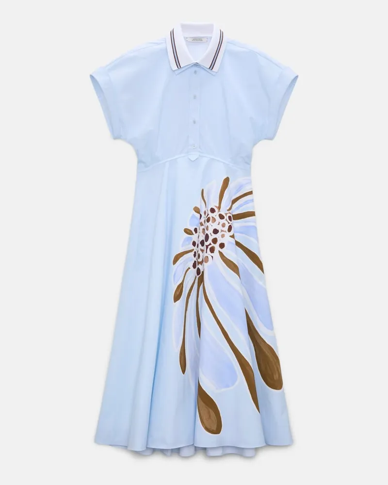 Dorothee Schumacher Kleid mit floralem Signature-Print aus Baumwoll-Popeline Blau