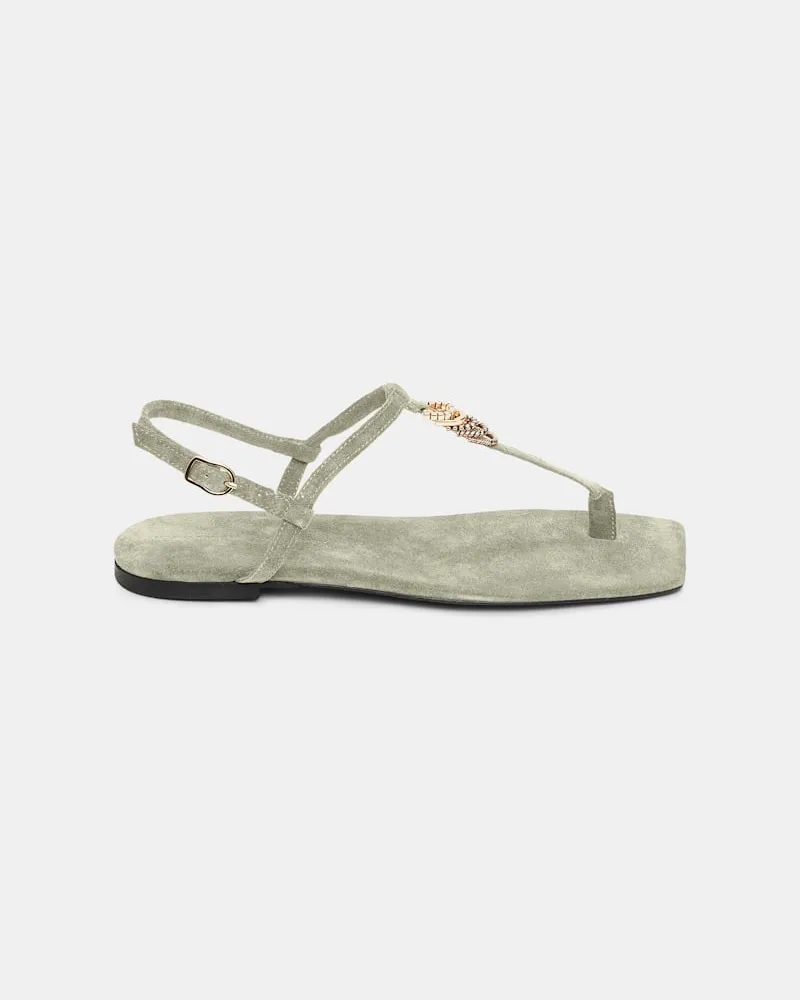 Dorothee Schumacher Flache Sandalen mit T-Strap Grün