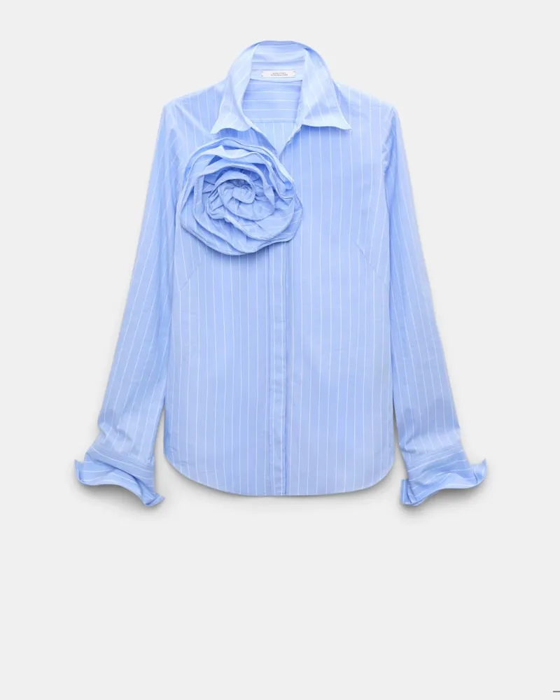 Dorothee Schumacher Popeline-Bluse aus gestreifter Baumwolle Blau