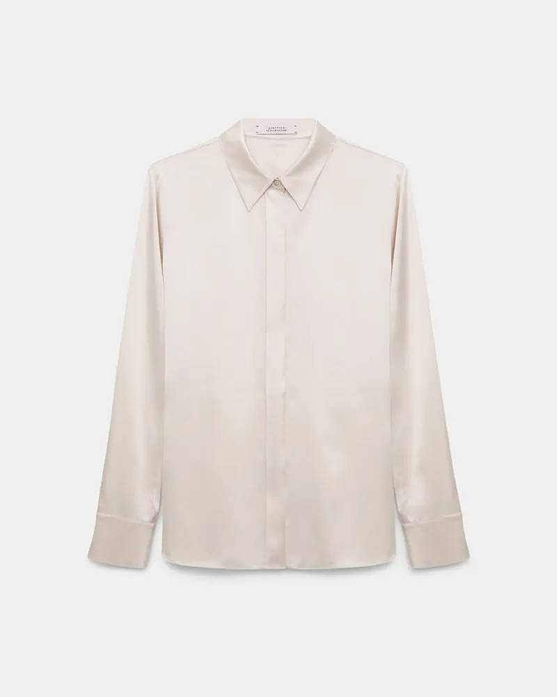 Dorothee Schumacher Bluse aus Seiden-Stretch Satin Weiß
