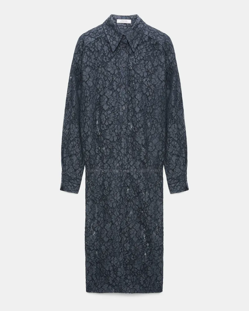 Dorothee Schumacher Hemdblusenkleid aus Guipurespitze Grau