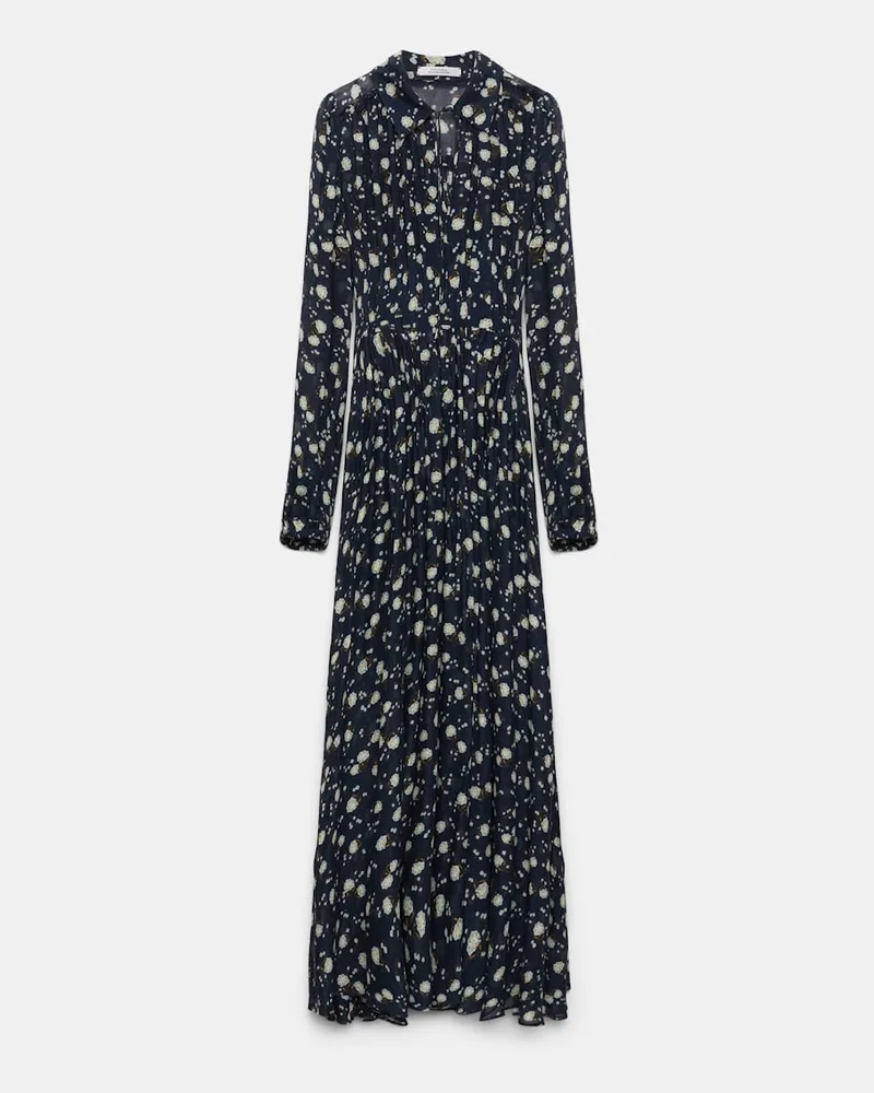 Dorothee Schumacher Bedrucktes Maxikleid mit Hemdkragen Blau