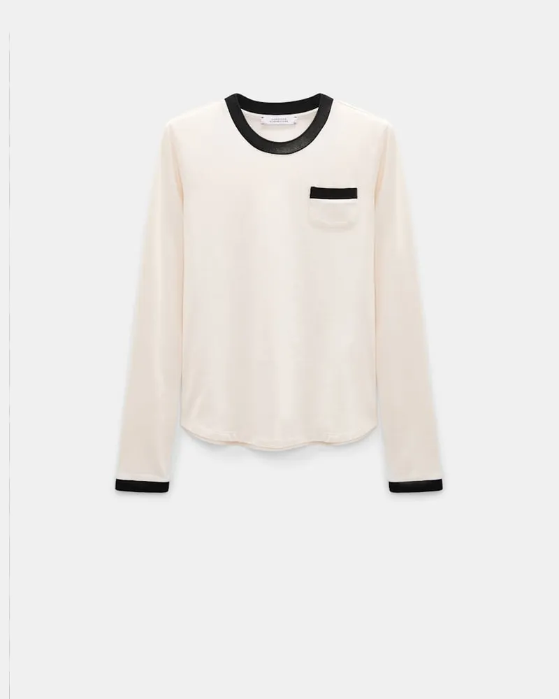 Dorothee Schumacher Longsleeve mit Kontrastbündchen Weiß